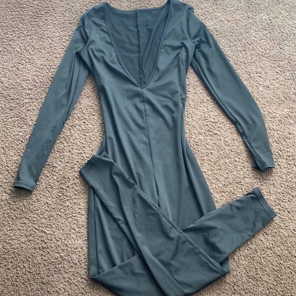 Sexy v-neck black jumpsuit